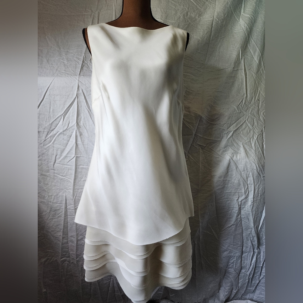 Black Label Ralph Lauren White Tiered Silk Dress